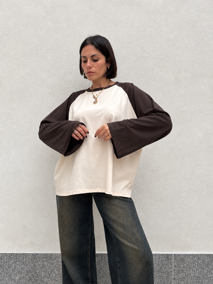 Maglia bicolor Marrone&crema