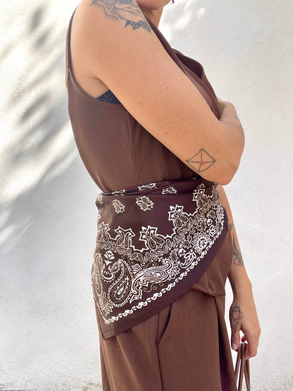 Foulard Seta Paisley Marrone