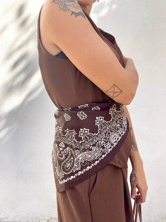 Foulard Seta Paisley Marrone