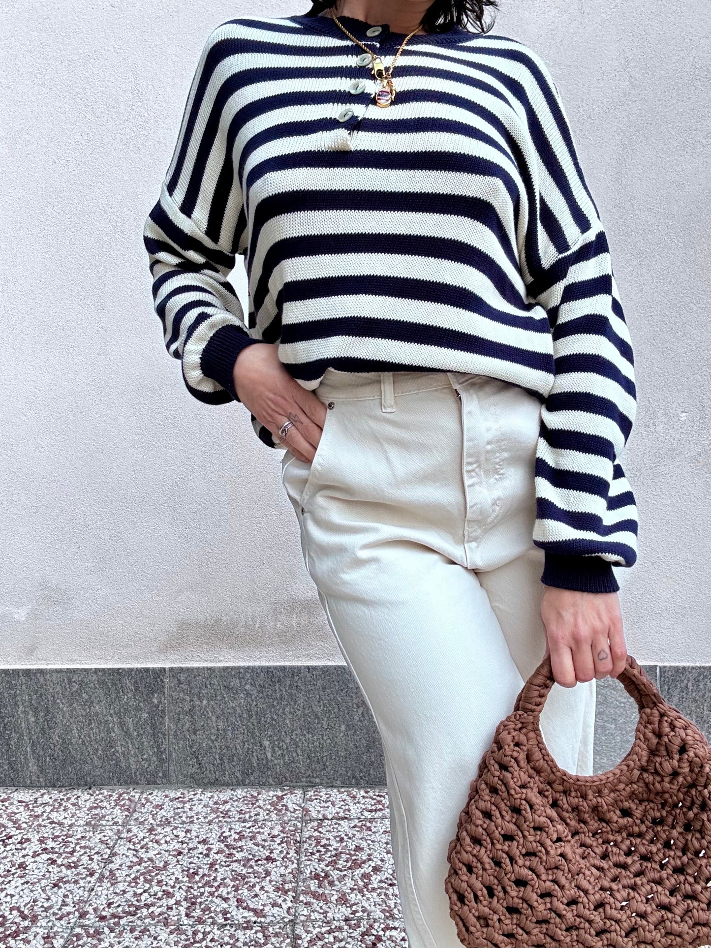 Maglioncino marinaio bianco & blu