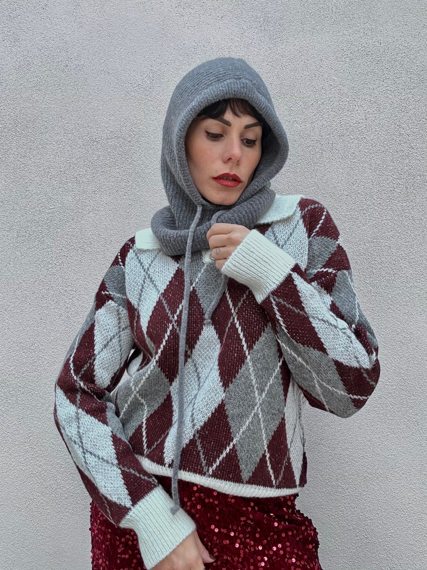 Maglione Rombi bordeaux