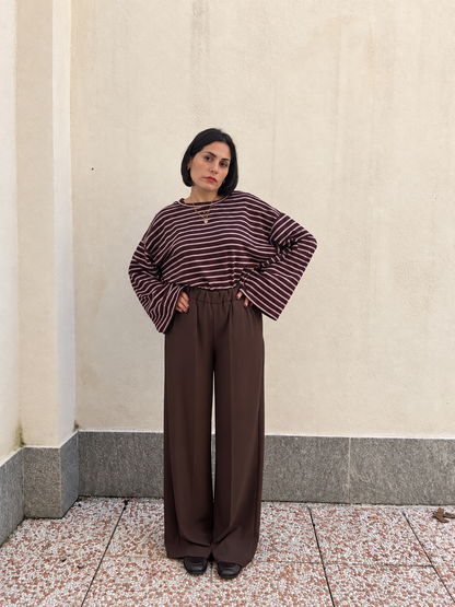 Maglia oversize rigata Chocolate & Pink