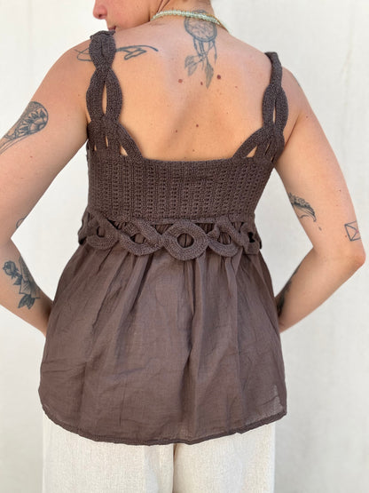 Top Crochet Boho Cioccolato