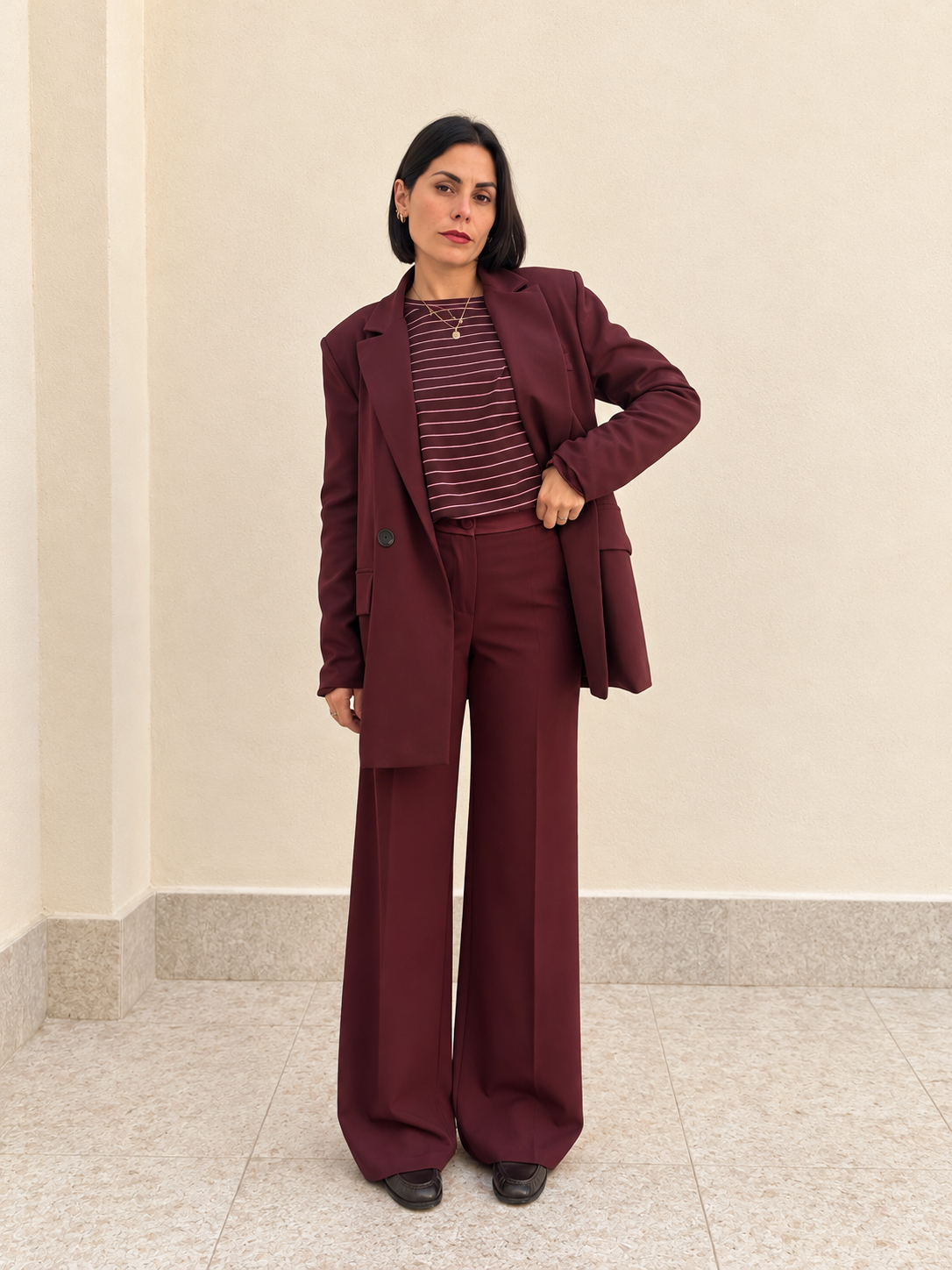 Pantalone palazzo con vita in raso
