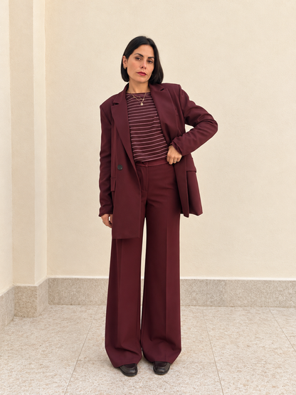 Pantalone palazzo con vita in raso