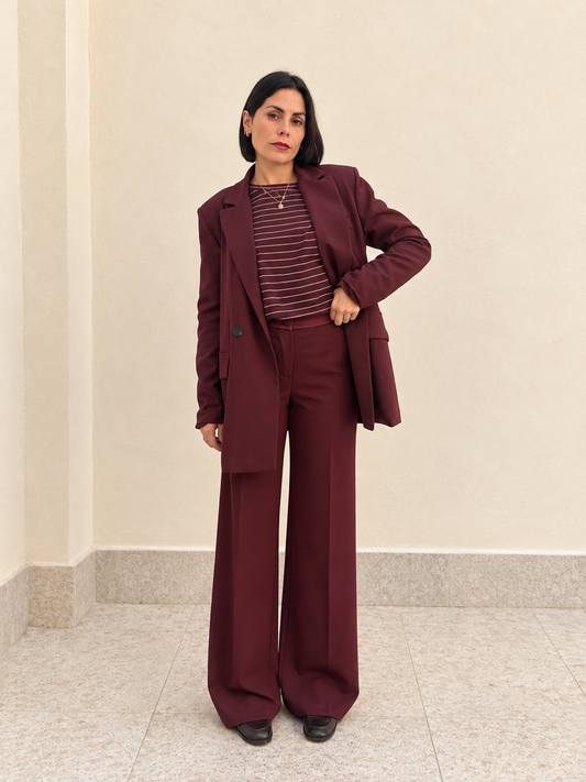 Pantalone palazzo con vita in raso
