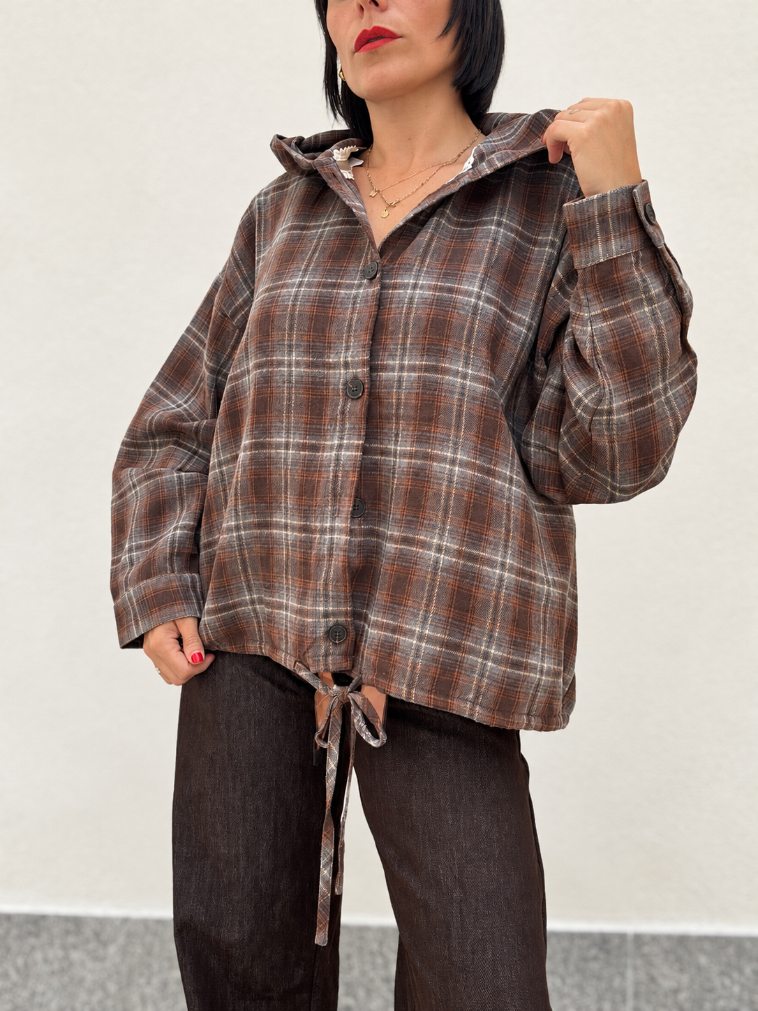 Camicia con cappuccio Check