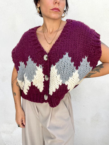 Gilet ricamato Rombi
