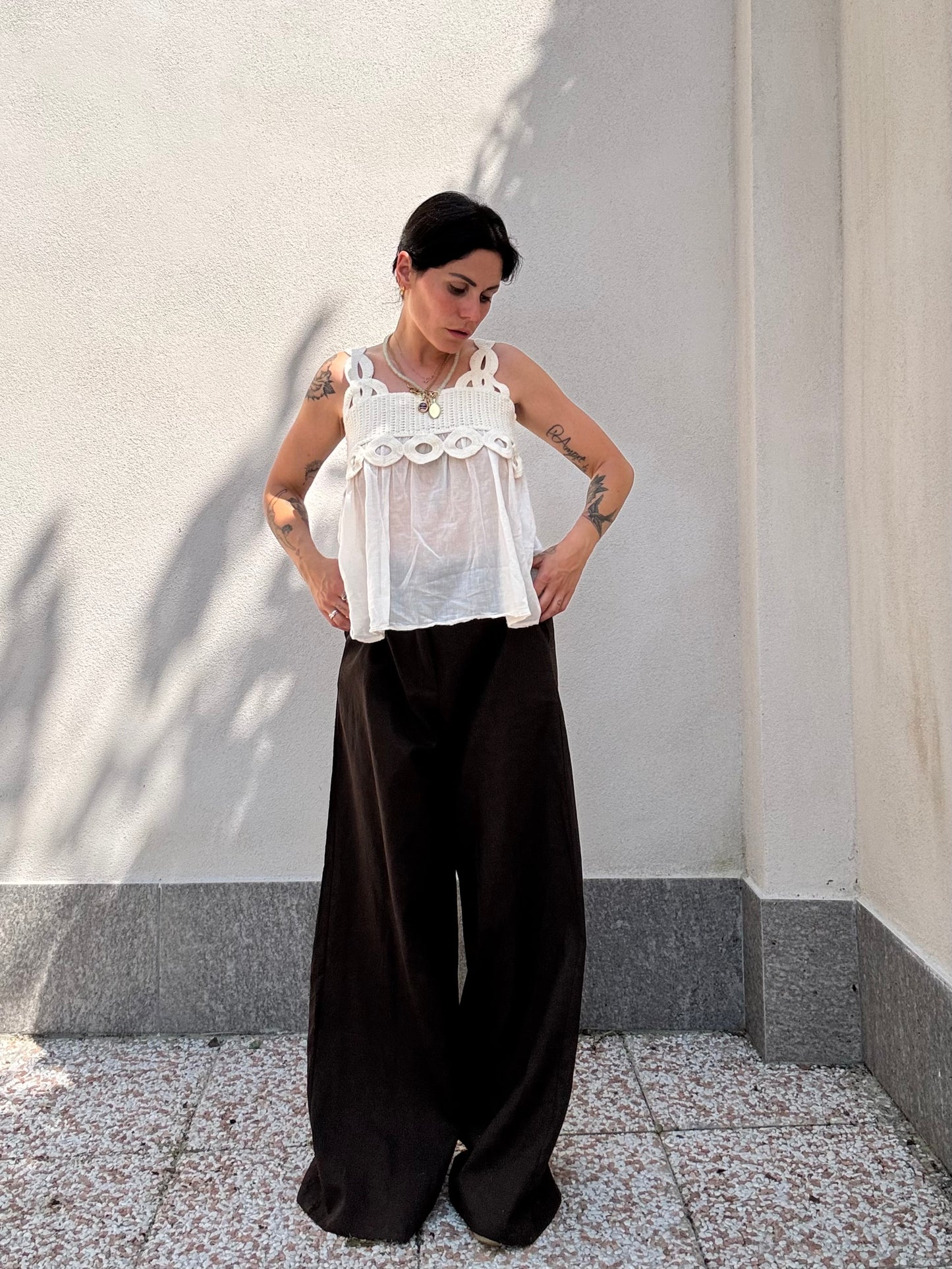 Top Crochet Boho Crema