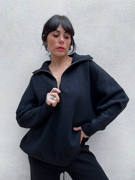 Maglione nero zip