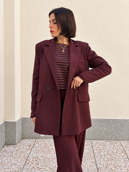 Maglia oversize rigata Chocolate & Red
