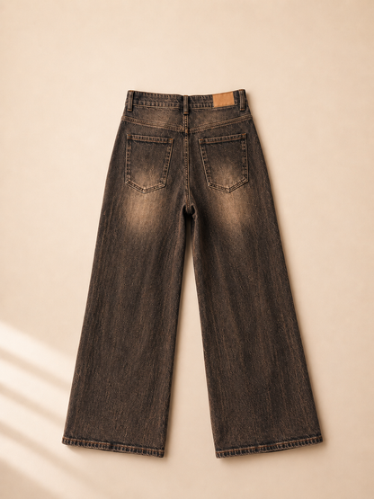 Jeans Wide Leg sfumato marrone