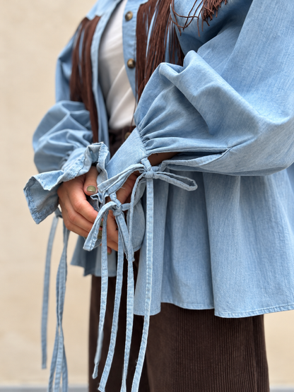 Camicia in cotone con frange
