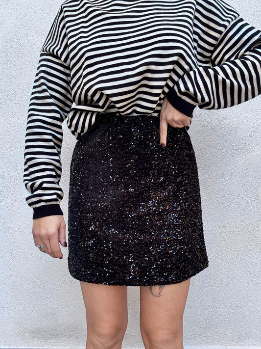 Minigonna paillettes nera