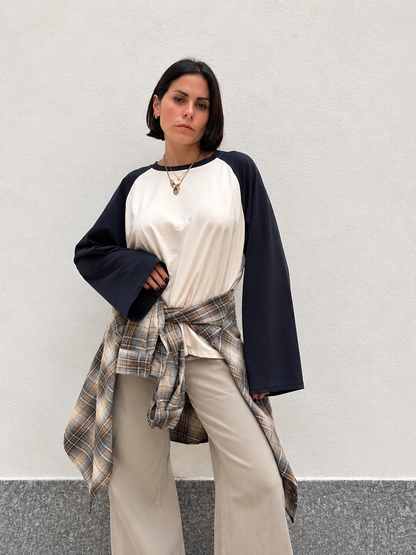 Maglia bicolor Blu&crema