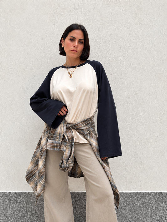 Maglia bicolor Blu&crema