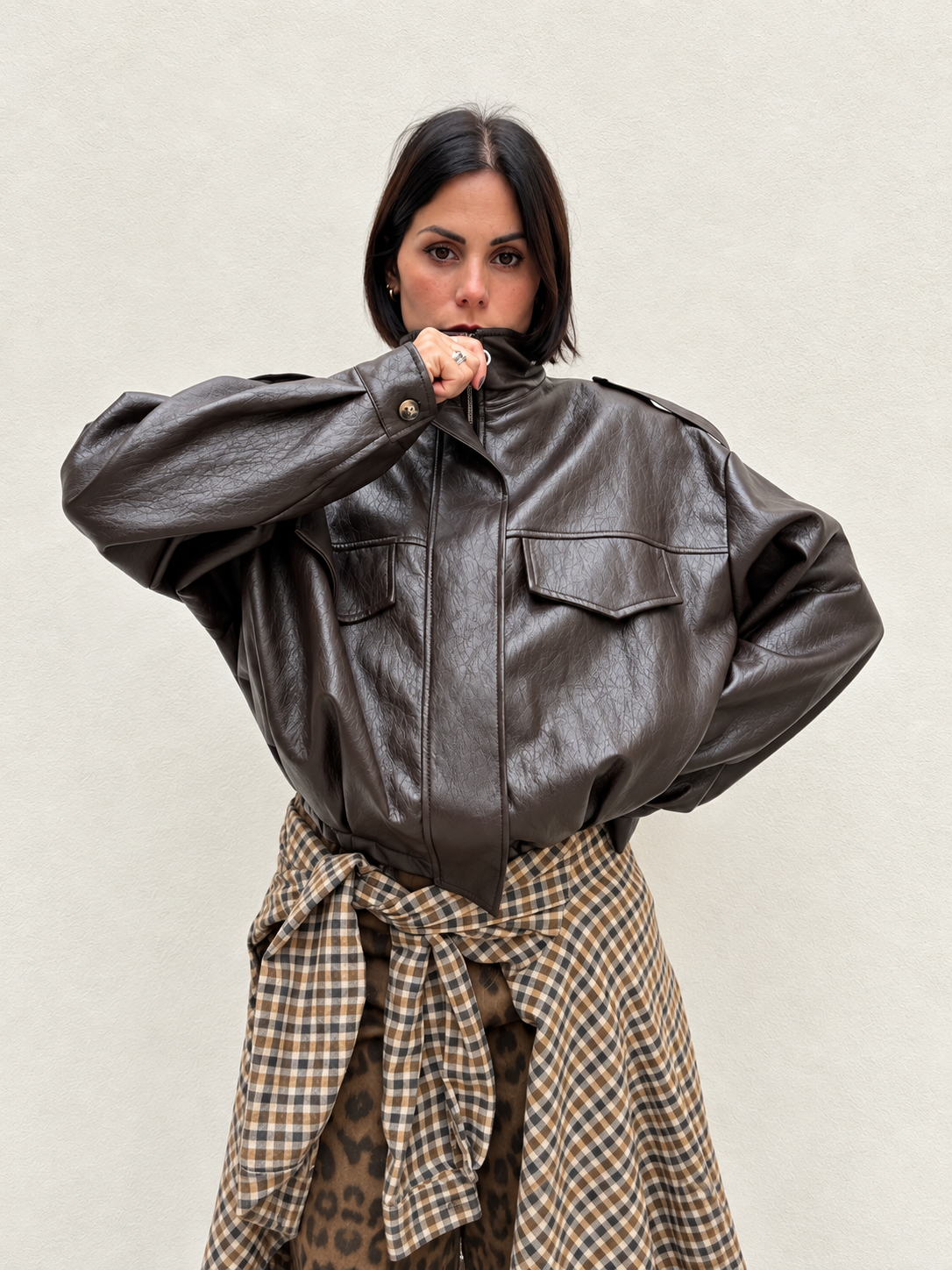 Bomber Ecopelle Marrone