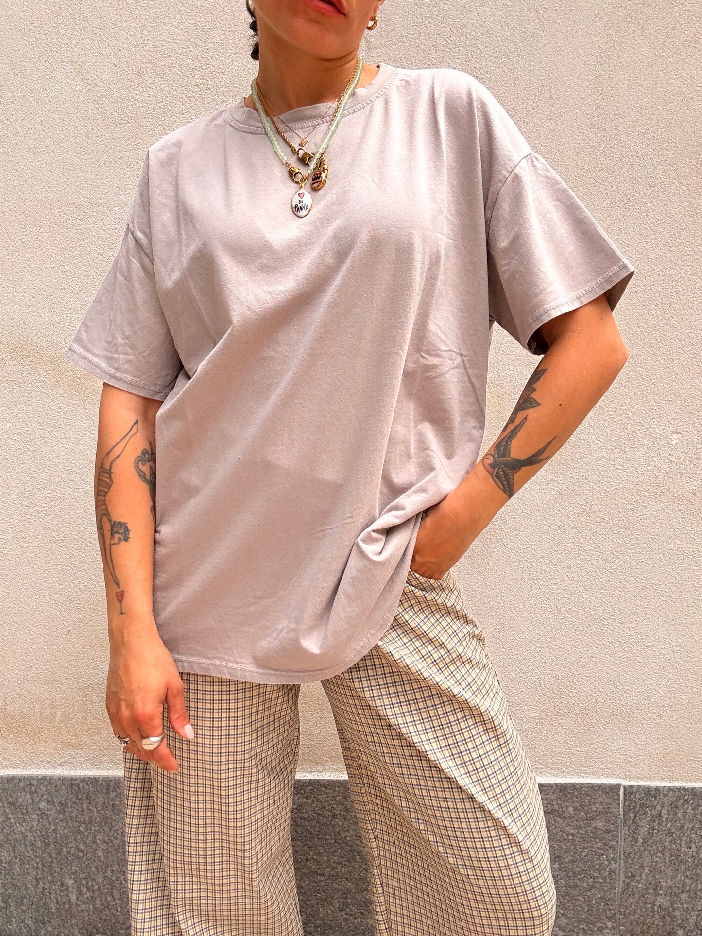 T-shirt effetto slavato Grigio