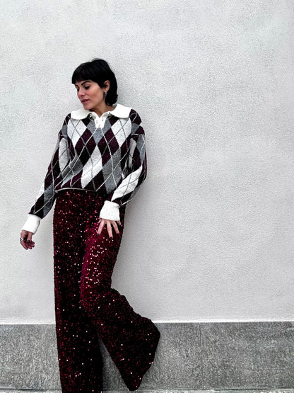 Maglione Rombi bordeaux