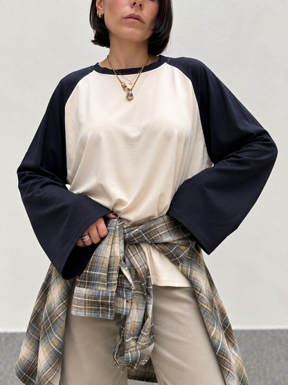 Maglia bicolor Blu&crema
