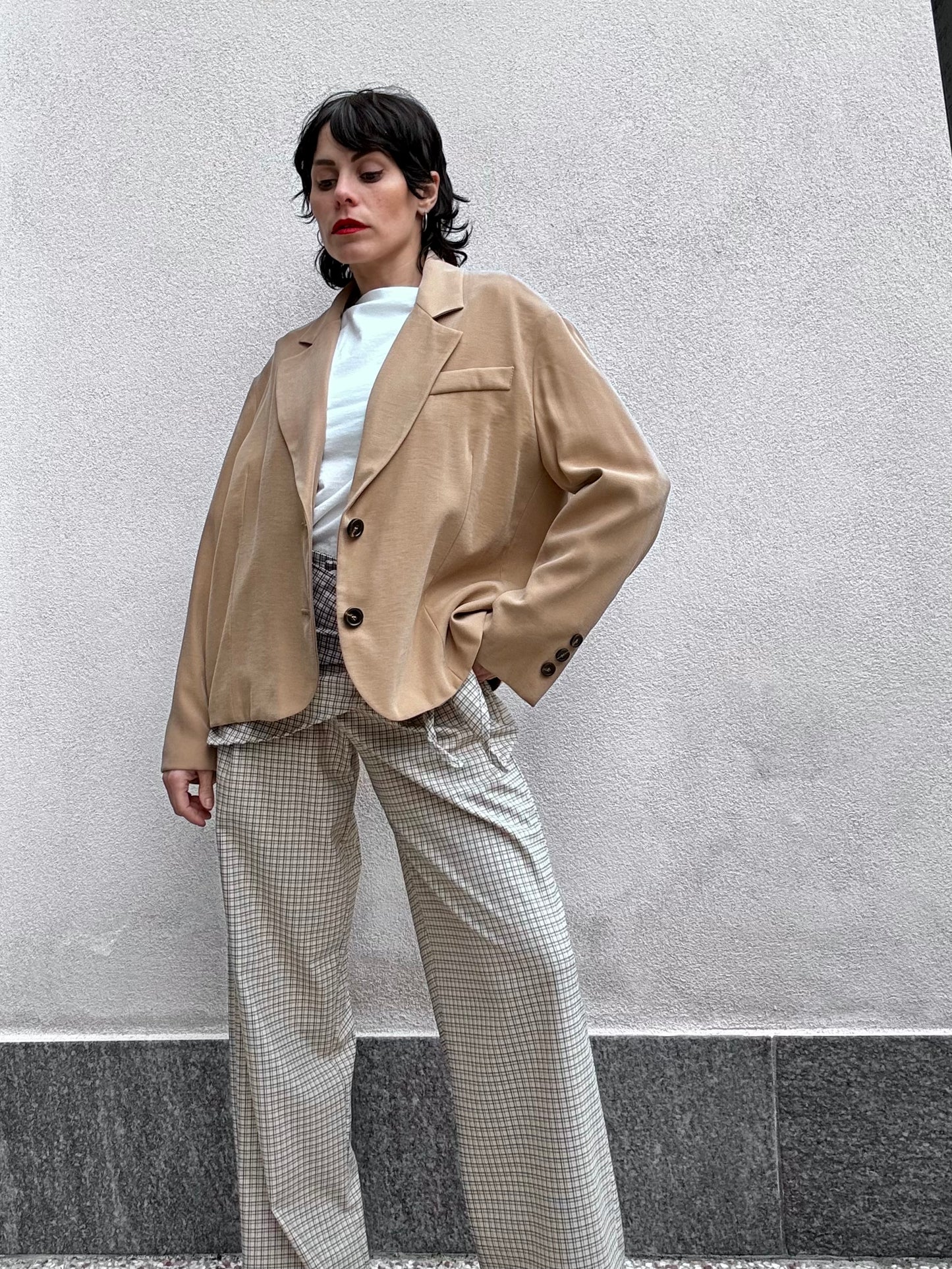 Blazer foderato effetto Pesca