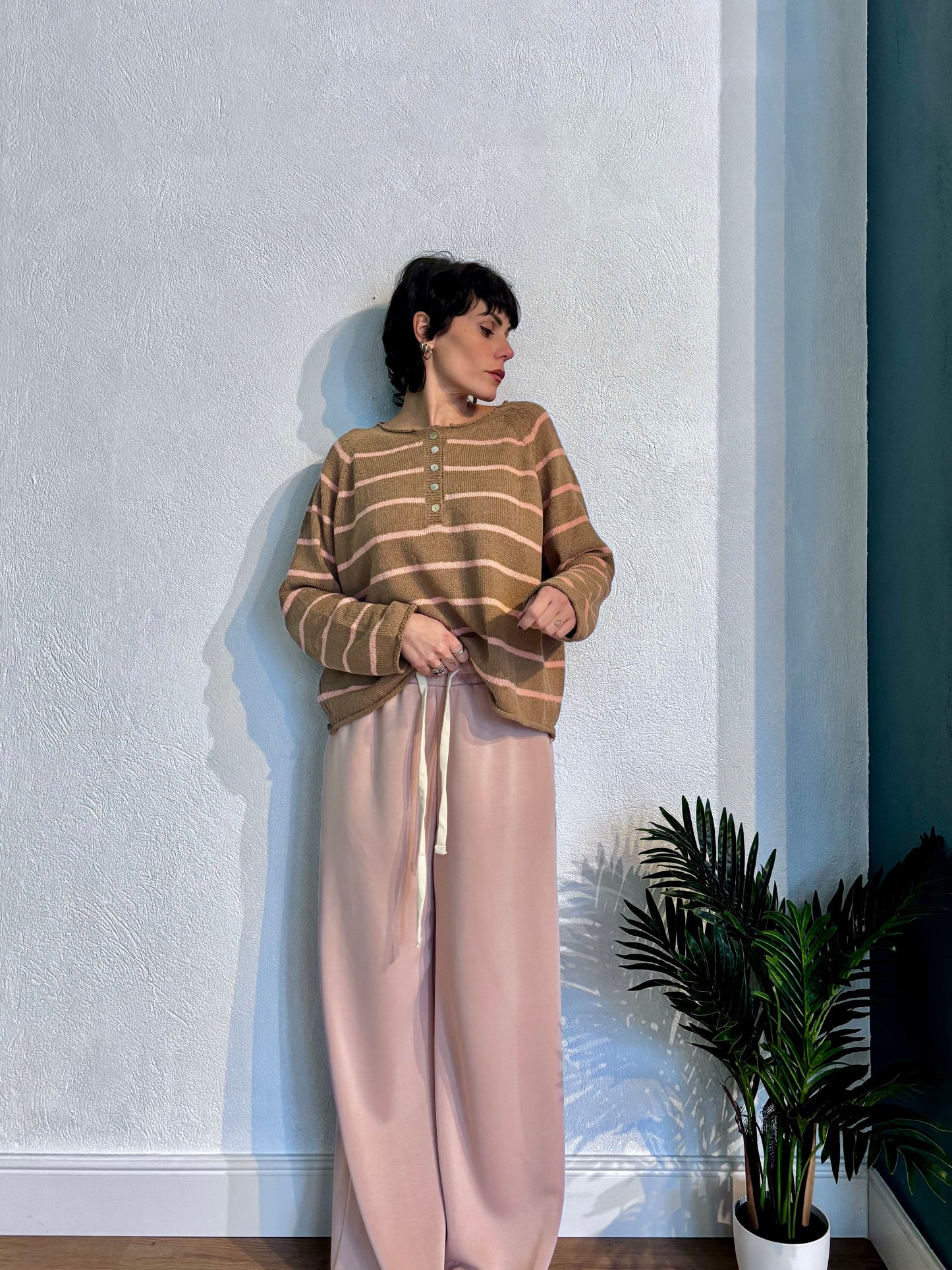 Maglia a righe con bottoni