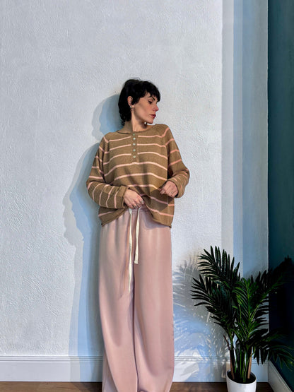Maglia a righe con bottoni