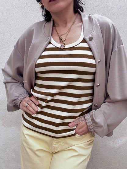 Bomber in scuba con tasche Tortora