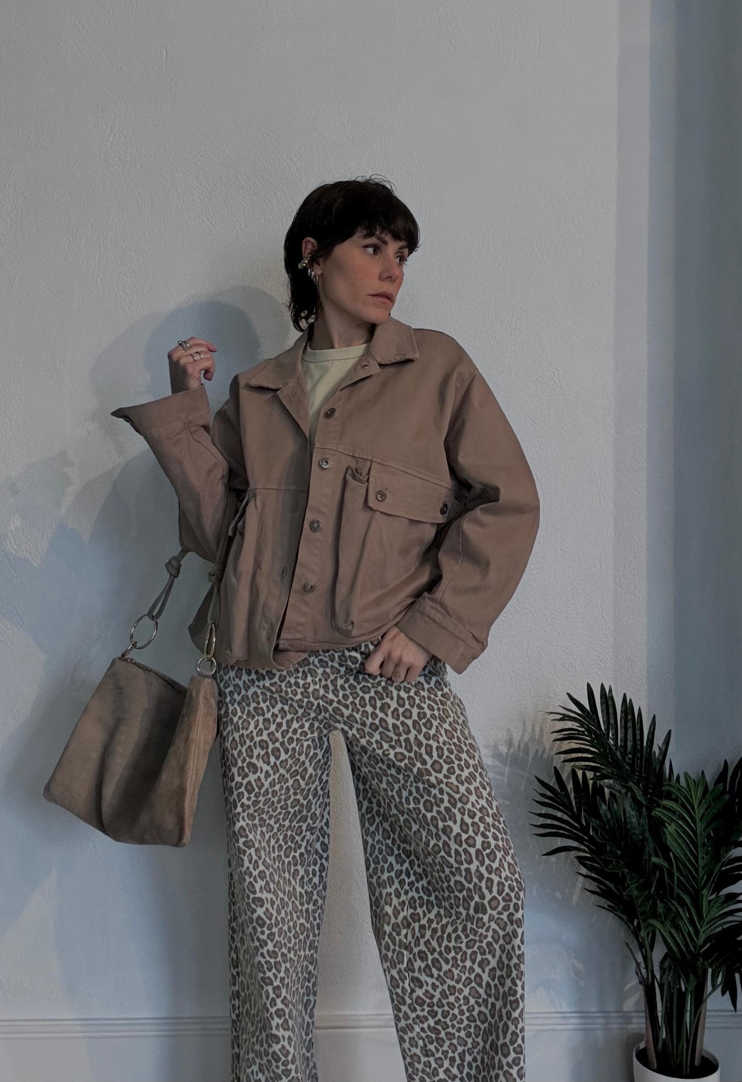 Giacca bomber denim con tasche Fango