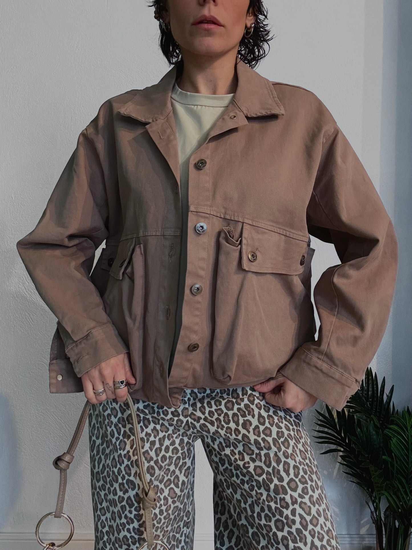 Giacca bomber denim con tasche Fango