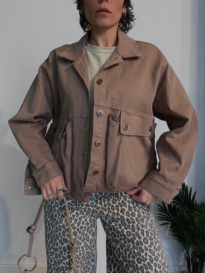 Giacca bomber denim con tasche Fango