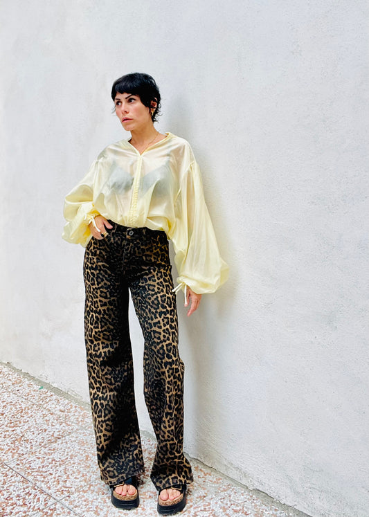 Jeans maculato a palazzo