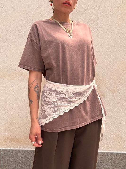 T-shirt effetto slavato Marrone