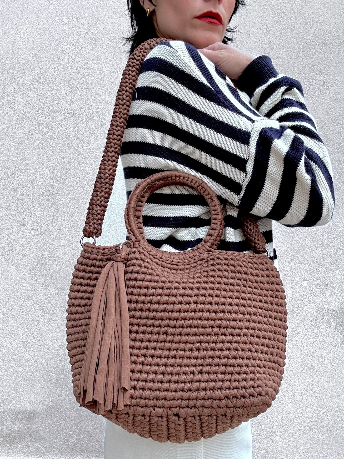 Noah Maxi Borsa manico tondo Marrone