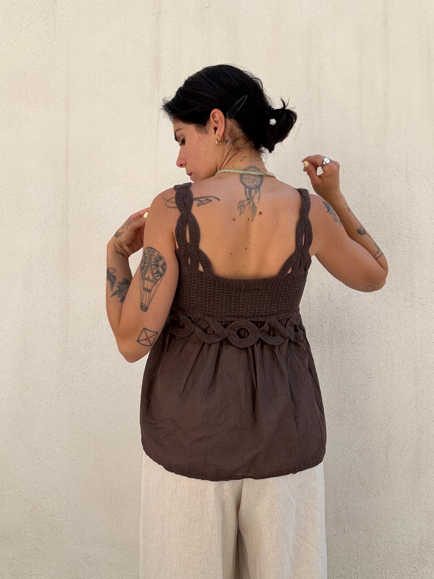 Top Crochet Boho Cioccolato