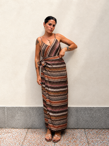 Gonna pareo Zigzag Marrone