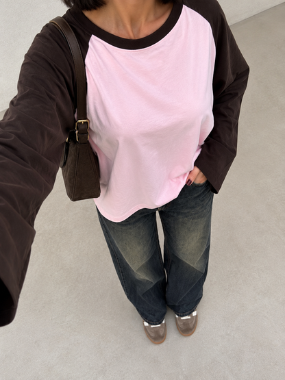 Maglia bicolor Marrone&Rosa