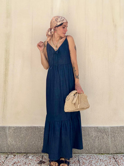 Abito Denim con fiocco