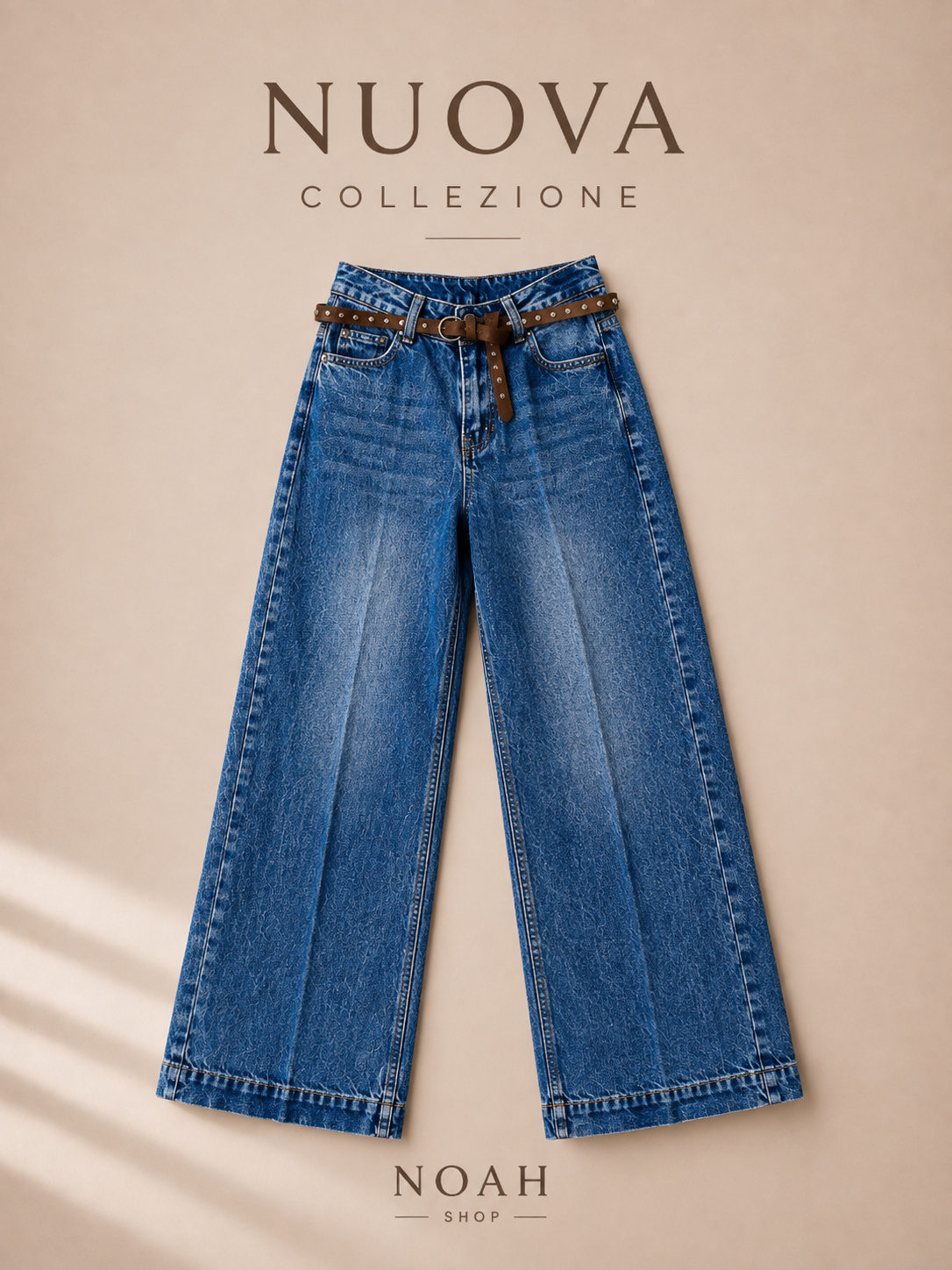 Denim palazzo con cinitura