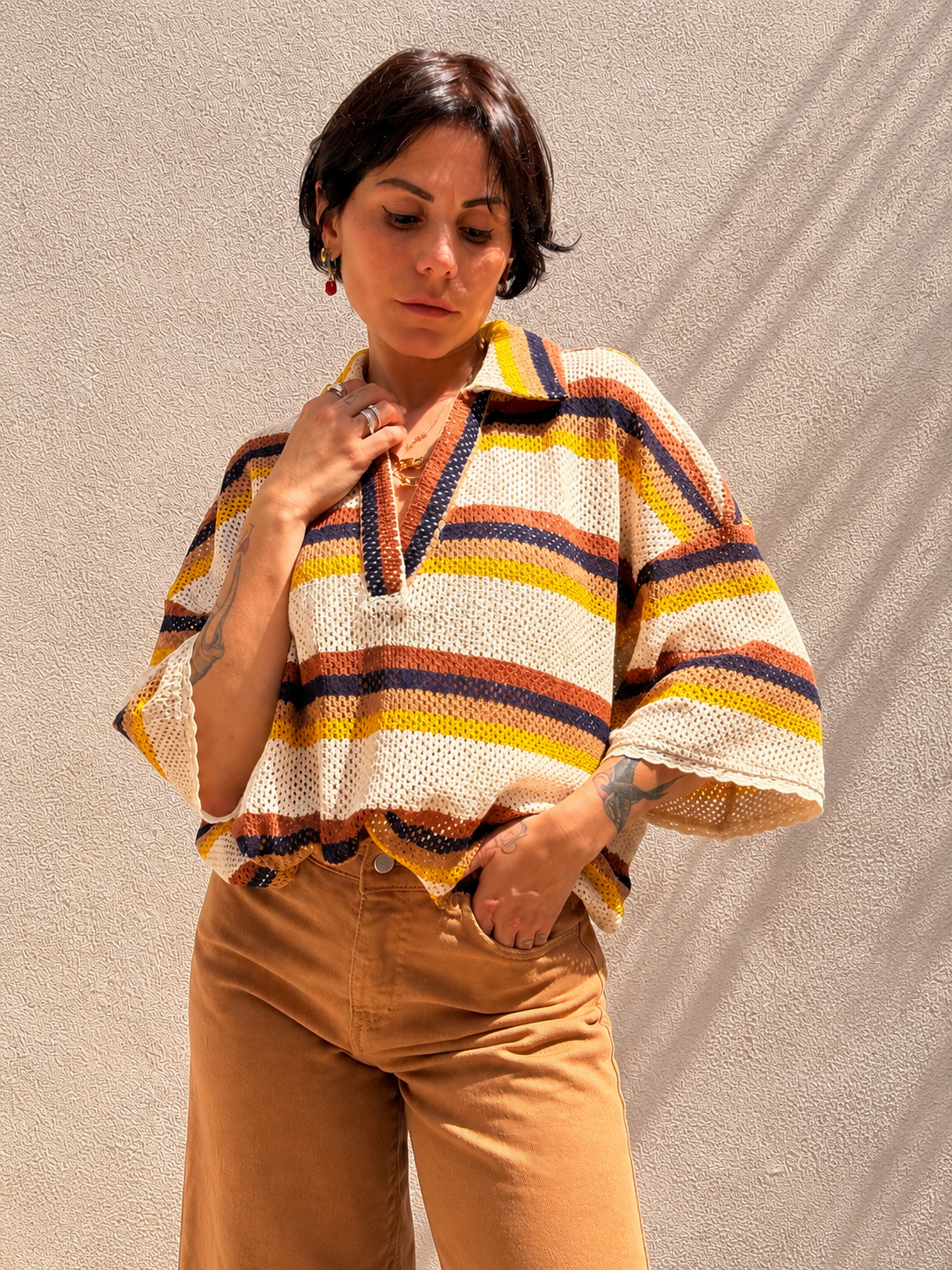 Maglia Macramé Marrone