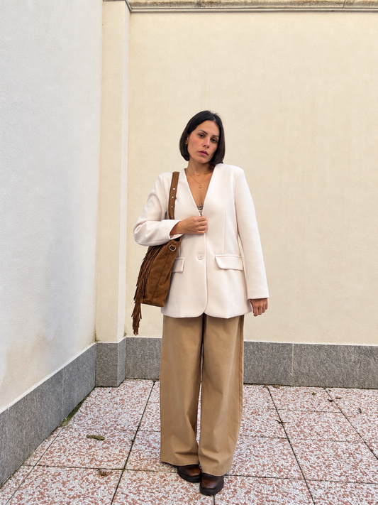 Giacca Blazer in panno Crema