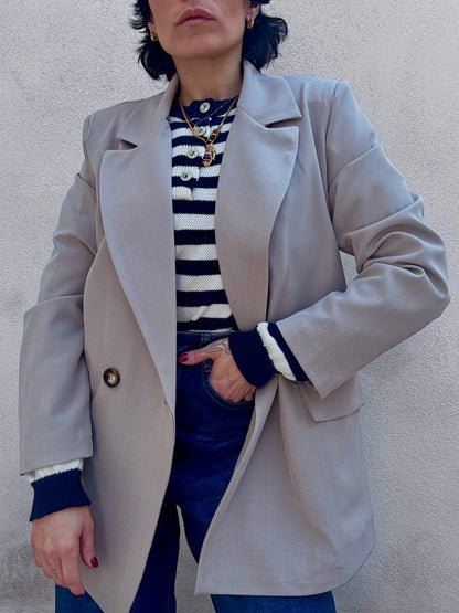 Blazer doppiopetto oversize Fango