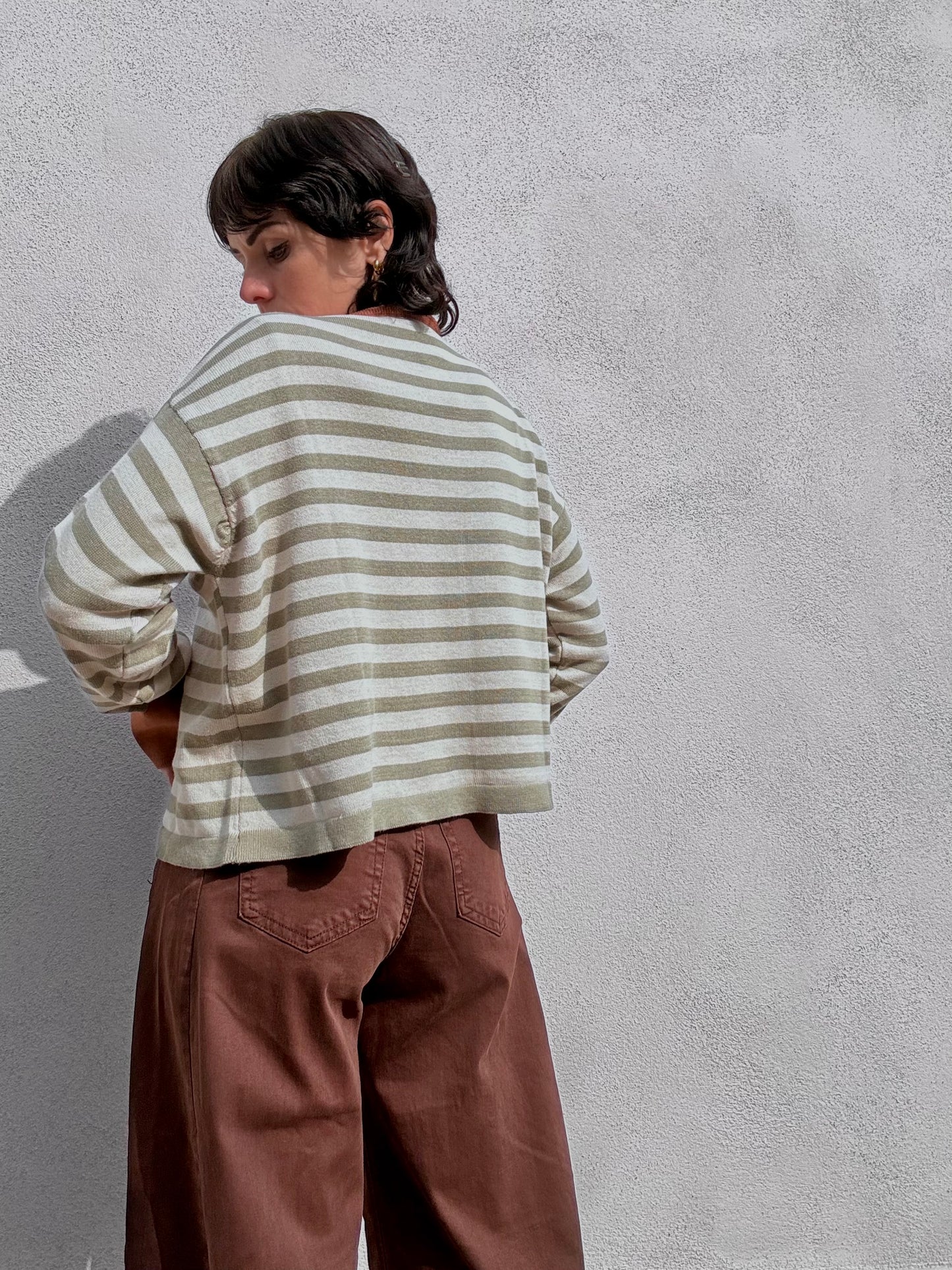 Cardigan a righe con profili