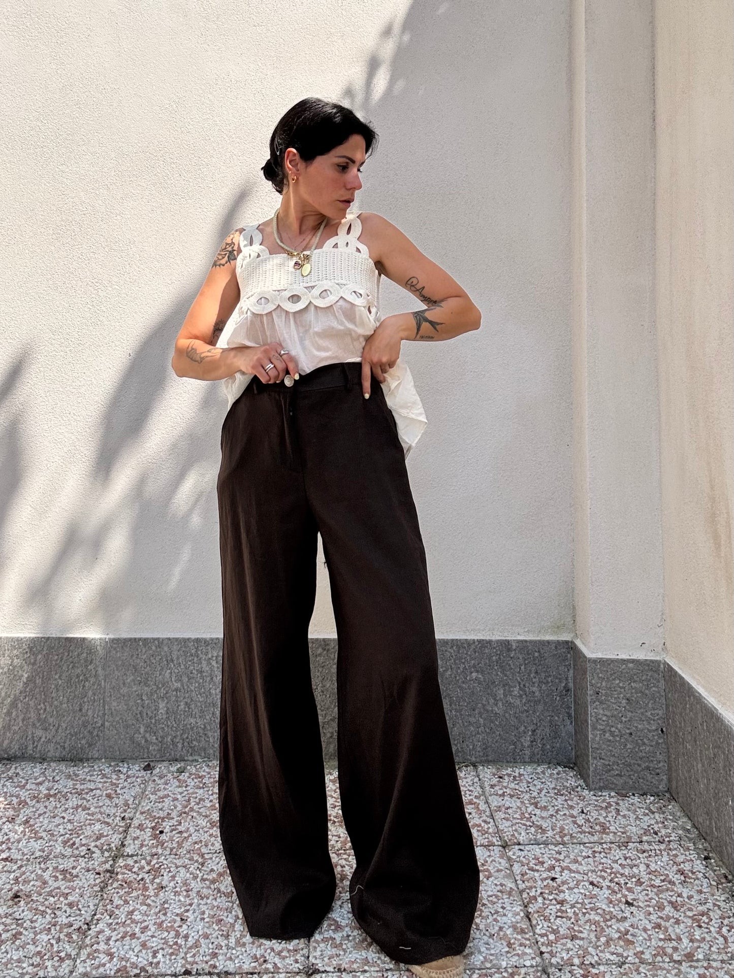 Pantalone in lino palazzo Cioccolato