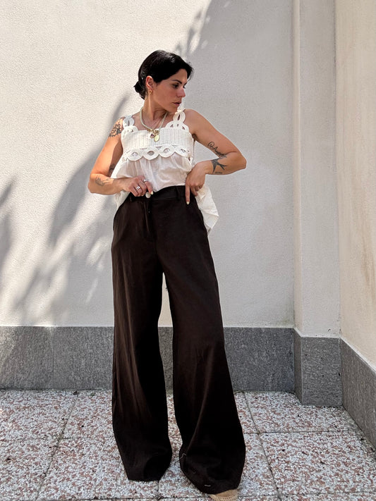 Pantalone in lino palazzo Cioccolato