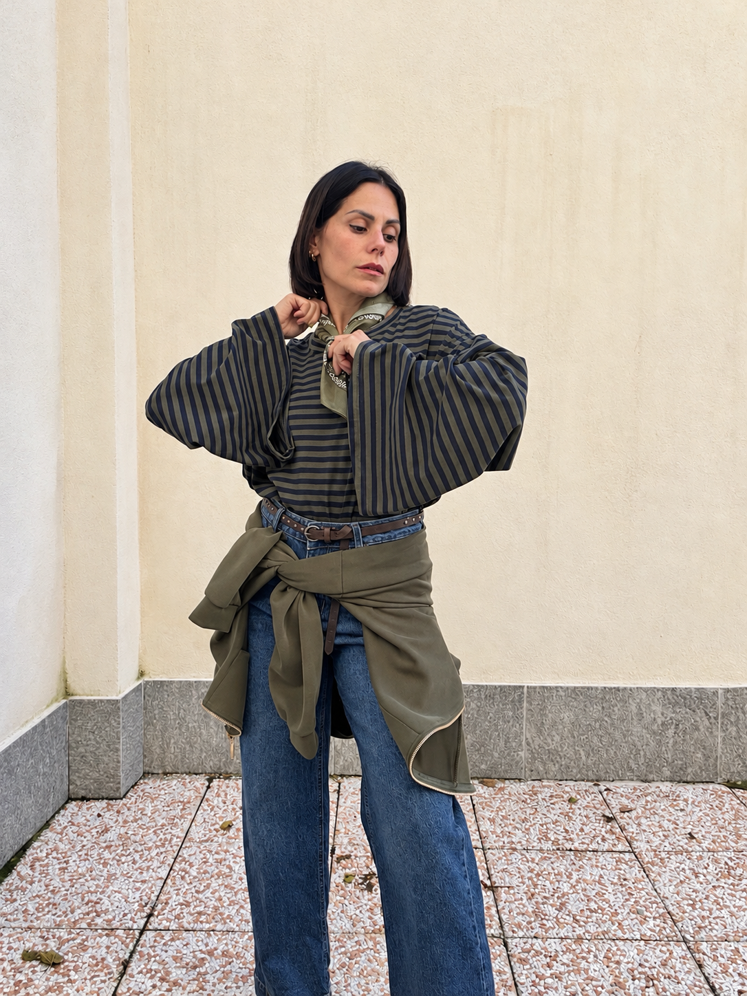 Maglia manica ampia Righe Blu&verdone