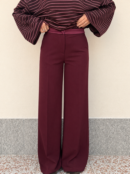 Pantalone palazzo con vita in raso