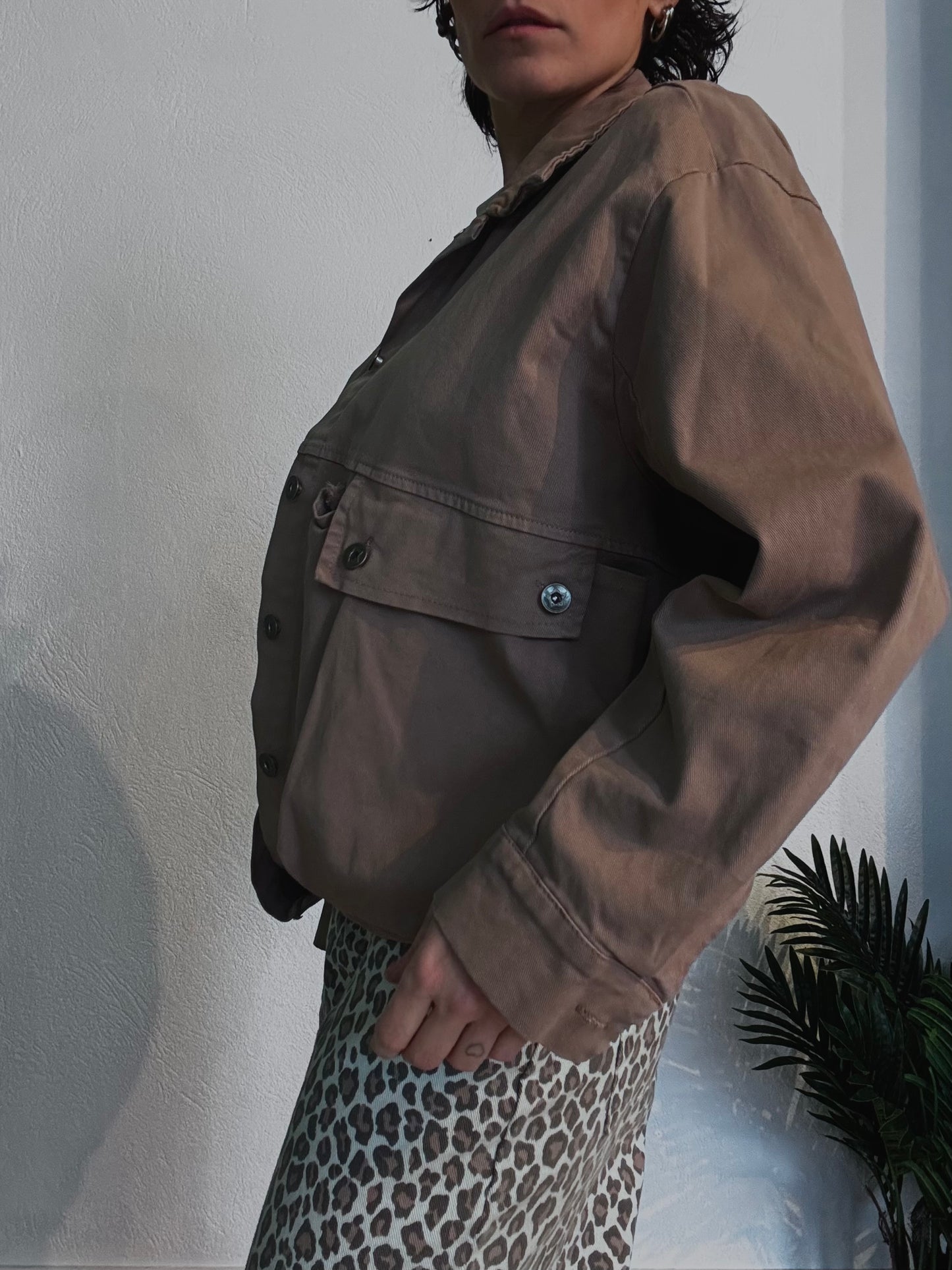 Giacca bomber denim con tasche Fango