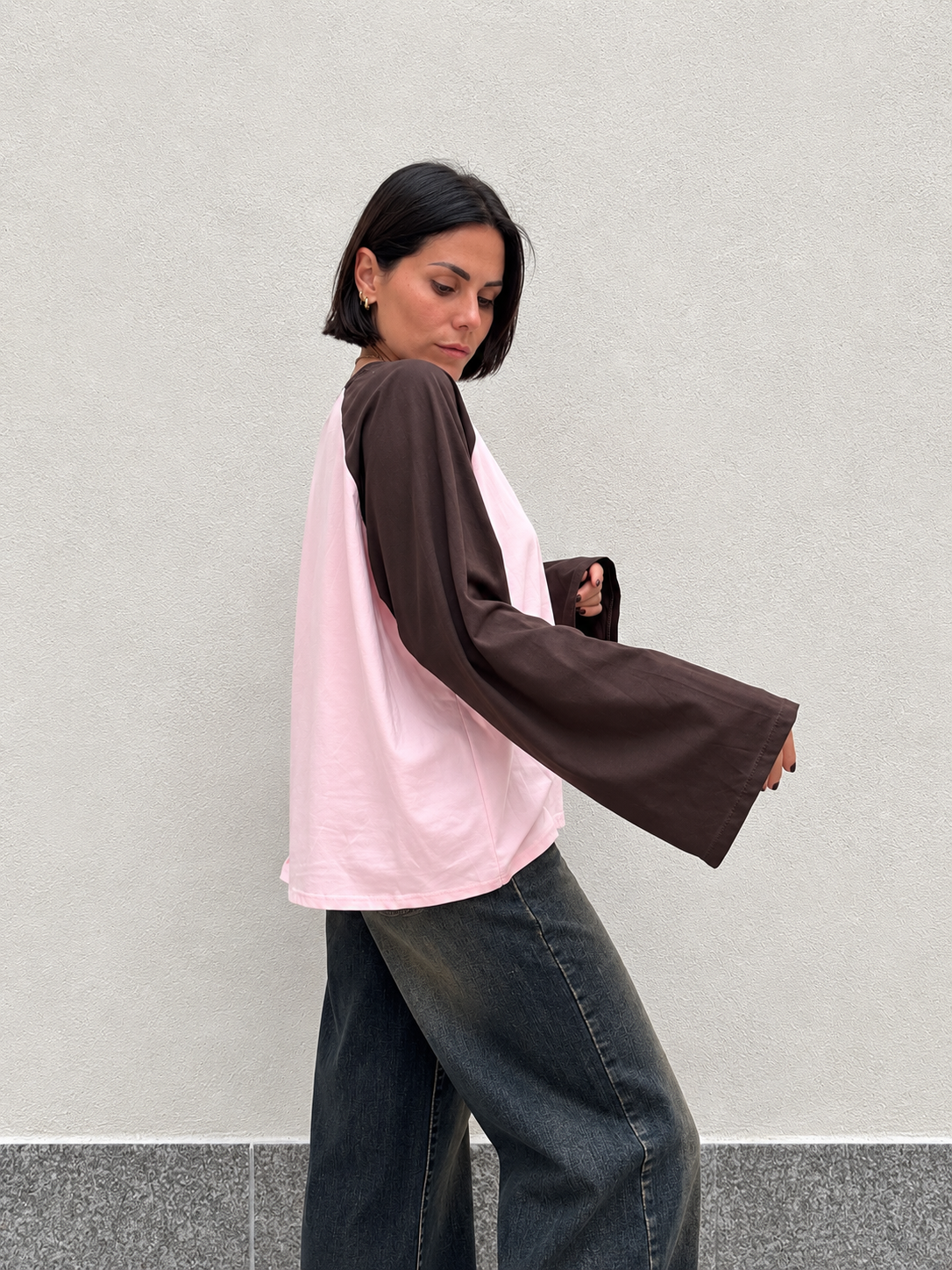 Maglia bicolor Marrone&Rosa