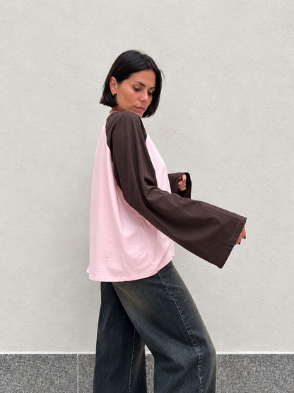 Maglia bicolor Marrone&Rosa